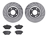 7502-63064 Drilled/Slotted Brake Rotors w/5000 Advanced Brake Pads Kit [Silver], Fits Select Mercedes-Benz, Position: Rear - image 1