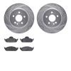 7502-63067 Drilled/Slotted Brake Rotors w/5000 Advanced Brake Pads Kit [Silver], 1998-2005 Mercedes-Benz, Position: Front - image 1