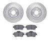 7502-63069 Drilled/Slotted Brake Rotors w/5000 Advanced Brake Pads Kit [Silver], 2012-2019 Mercedes-Benz, Position: Rear - image 1