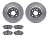 7502-63070 Drilled/Slotted Brake Rotors w/5000 Advanced Brake Pads Kit [Silver], 2012-2018 Mercedes-Benz, Position: Rear - image 1
