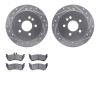 7502-63084 Drilled/Slotted Brake Rotors w/5000 Advanced Brake Pads Kit [Silver], 1998-2005 Mercedes-Benz, Position: Rear - image 1