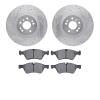 7502-63111 Drilled/Slotted Brake Rotors w/5000 Advanced Brake Pads Kit [Silver], 2006-2012 Mercedes-Benz, Position: Front - image 1