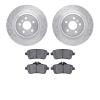7502-63133 Drilled/Slotted Brake Rotors w/5000 Advanced Brake Pads Kit [Silver], 2012-2019 Mercedes-Benz, Position: Rear - image 1