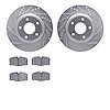 7502-63152 Drilled/Slotted Brake Rotors w/5000 Advanced Brake Pads Kit [Silver], 1982-1985 Mercedes-Benz, Position: Front - image 1
