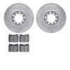7502-63200 Drilled/Slotted Brake Rotors w/5000 Advanced Brake Pads Kit [Silver], 1985-1991 Mercedes-Benz, Position: Front - image 1