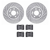 7502-63206 Drilled/Slotted Brake Rotors w/5000 Advanced Brake Pads Kit [Silver], 1990-1998 Mercedes-Benz, Position: Front - image 1