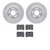 7502-63209 Drilled/Slotted Brake Rotors w/5000 Advanced Brake Pads Kit [Silver], 1990-1995 Mercedes-Benz, Position: Front - image 1