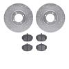 7502-64007 Drilled/Slotted Brake Rotors w/5000 Advanced Brake Pads Kit [Silver], 1962-1980 MG, Position: Front - image 1