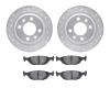 7502-65008 Drilled/Slotted Brake Rotors w/5000 Advanced Brake Pads Kit [Silver], 1986-1998 GM, Position: Rear - image 1