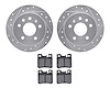 7502-65010 Drilled/Slotted Brake Rotors w/5000 Advanced Brake Pads Kit [Silver], 1994-1996 GM, Position: Rear - image 1