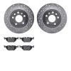 7502-65012 Drilled/Slotted Brake Rotors w/5000 Advanced Brake Pads Kit [Silver], 1999-2010 GM, Position: Rear - image 1