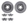 7502-65014 Drilled/Slotted Brake Rotors w/5000 Advanced Brake Pads Kit [Silver], 2004-2008 GM, Position: Front - image 1