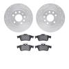 7502-65018 Drilled/Slotted Brake Rotors w/5000 Advanced Brake Pads Kit [Silver], 2003-2011 GM, Position: Rear - image 1