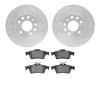 7502-65019 Drilled/Slotted Brake Rotors w/5000 Advanced Brake Pads Kit [Silver], 2003-2003 GM, Position: Rear - image 1