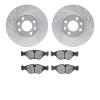 7502-65031 Drilled/Slotted Brake Rotors w/5000 Advanced Brake Pads Kit [Silver], 1988-1998 GM, Position: Front - image 1