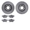 7502-65070 Drilled/Slotted Brake Rotors w/5000 Advanced Brake Pads Kit [Silver], 1999-2010 GM, Position: Front - image 1