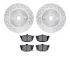 7502-67015 Drilled/Slotted Brake Rotors w/5000 Advanced Brake Pads Kit [Silver], 1984-1987 Infiniti/Nissan, Position: Rear - image 1