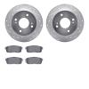 7502-67031 Drilled/Slotted Brake Rotors w/5000 Advanced Brake Pads Kit [Silver], 2000-2006 Infiniti/Nissan, Position: Rear - image 1