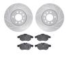 7502-67040 Drilled/Slotted Brake Rotors w/5000 Advanced Brake Pads Kit [Silver], 1996-2000 Infiniti/Nissan, Position: Front - image 1