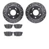7502-67042 Drilled/Slotted Brake Rotors w/5000 Advanced Brake Pads Kit [Silver], 1994-1998 Infiniti/Nissan, Position: Rear - image 1