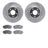 7502-67046 Drilled/Slotted Brake Rotors w/5000 Advanced Brake Pads Kit [Silver], 2002-2006 Infiniti/Nissan, Position: Front - image 1