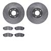 7502-67047 Drilled/Slotted Brake Rotors w/5000 Advanced Brake Pads Kit [Silver], 2006-2020 Infiniti/Nissan, Position: Front - image 1