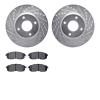7502-67054 Drilled/Slotted Brake Rotors w/5000 Advanced Brake Pads Kit [Silver], 2007-2012 Infiniti/Nissan, Position: Front - image 1