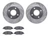 7502-67062 Drilled/Slotted Brake Rotors w/5000 Advanced Brake Pads Kit [Silver], 2007-2017 Infiniti/Nissan, Position: Front - image 1