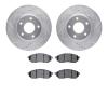 7502-67075 Drilled/Slotted Brake Rotors w/5000 Advanced Brake Pads Kit [Silver], 2002-2006 Infiniti/Nissan, Position: Front - image 1