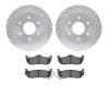 7502-67081 Drilled/Slotted Brake Rotors w/5000 Advanced Brake Pads Kit [Silver], 2004-2015 Infiniti/Nissan, Position: Rear - image 1