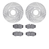 7502-67100 Drilled/Slotted Brake Rotors w/5000 Advanced Brake Pads Kit [Silver], 1987-1989 Infiniti/Nissan, Position: Front - image 1