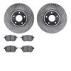 7502-67104 Drilled/Slotted Brake Rotors w/5000 Advanced Brake Pads Kit [Silver], 2003-2005 Infiniti/Nissan, Position: Front - image 1