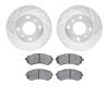 7502-67106 Drilled/Slotted Brake Rotors w/5000 Advanced Brake Pads Kit [Silver], 1989-1996 Infiniti/Nissan, Position: Front - image 1
