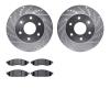 7502-67112 Drilled/Slotted Brake Rotors w/5000 Advanced Brake Pads Kit [Silver], 2004-2005 Infiniti/Nissan, Position: Front - image 1