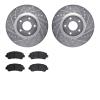 7502-67117 Drilled/Slotted Brake Rotors w/5000 Advanced Brake Pads Kit [Silver], 2007-2017 Infiniti/Nissan, Position: Front - image 1