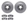 7502-67128 Drilled/Slotted Brake Rotors w/5000 Advanced Brake Pads Kit [Silver], 2014-2019 Infiniti/Nissan, Position: Front - image 1