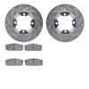 7502-67178 Drilled/Slotted Brake Rotors w/5000 Advanced Brake Pads Kit [Silver], 1982-1986 Infiniti/Nissan, Position: Front - image 1