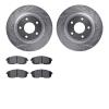 7502-67376 Drilled/Slotted Brake Rotors w/5000 Advanced Brake Pads Kit [Silver], 2007-2012 Infiniti/Nissan, Position: Front - image 1