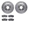 7502-67500 Drilled/Slotted Brake Rotors w/5000 Advanced Brake Pads Kit [Silver], 2011-2019 Infiniti/Nissan, Position: Front - image 1