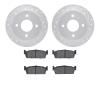 7502-68001 Drilled/Slotted Brake Rotors w/5000 Advanced Brake Pads Kit [Silver], 1990-1992 Infiniti/Nissan, Position: Rear - image 1