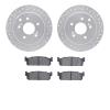 7502-68003 Drilled/Slotted Brake Rotors w/5000 Advanced Brake Pads Kit [Silver], 1994-1996 Infiniti/Nissan, Position: Rear - image 1