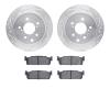 7502-68004 Drilled/Slotted Brake Rotors w/5000 Advanced Brake Pads Kit [Silver], 1993-2001 Infiniti/Nissan, Position: Rear - image 1
