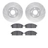 7502-68005 Drilled/Slotted Brake Rotors w/5000 Advanced Brake Pads Kit [Silver], 1997-2001 Infiniti/Nissan, Position: Front - image 1