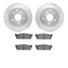 7502-68006 Drilled/Slotted Brake Rotors w/5000 Advanced Brake Pads Kit [Silver], 2002-2006 Infiniti/Nissan, Position: Rear - image 1