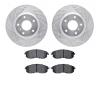 7502-68008 Drilled/Slotted Brake Rotors w/5000 Advanced Brake Pads Kit [Silver], 2003-2005 Infiniti/Nissan, Position: Front - image 1