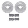 7502-68009 Drilled/Slotted Brake Rotors w/5000 Advanced Brake Pads Kit [Silver], 2003-2008 Infiniti/Nissan, Position: Front - image 1