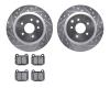 7502-68010 Drilled/Slotted Brake Rotors w/5000 Advanced Brake Pads Kit [Silver], 2003-2008 Infiniti/Nissan, Position: Rear - image 1