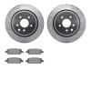 7502-68011 Drilled/Slotted Brake Rotors w/5000 Advanced Brake Pads Kit [Silver], 2007-2015 Infiniti/Nissan, Position: Rear - image 1
