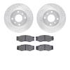7502-68014 Drilled/Slotted Brake Rotors w/5000 Advanced Brake Pads Kit [Silver], 1990-1992 Infiniti/Nissan, Position: Front - image 1
