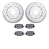 7502-68021 Drilled/Slotted Brake Rotors w/5000 Advanced Brake Pads Kit [Silver], Fits Select Infiniti/Nissan, Position: Rear - image 1